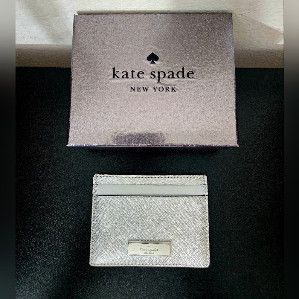 Kate Spade Card Holder in Silver New in Box